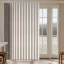 Jilron 100% Blackout Curtains Patio Door Curtain Accordion Door Sliding Door Curtains Extra Wide Blackout Curtains Used for Room Divider (Off-White 98" W x 106" L)