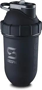 SHAKESPHERE Stainless Steel Shaker Bottle - 24oz Insulated Protein Shaker Bottle for Hot & Cold Drinks - Ideal for Shakes & Smoothies, Leak-Proof, BPA-Free, No Mixer Ball Needed, Matte-Black