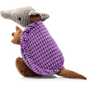 Hollypet Plush Dog Squeaky Toy Stuffed Armadillo Animal Pet Puppy Chew Toys with Clean Teeth for Small Medium Large All Breed Sizes Dogs, Purple, 10 in