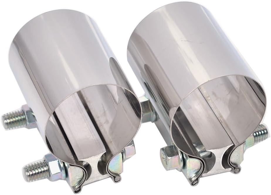 2.25 inch Exhaust Clamps, 2-1/4 Inch Exhaust Lap Joint Butt Clamps, T304 Stainless Steel Band Clamp w/High Grade Bolts(2 Pieces)