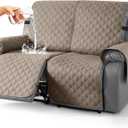 TAOCOCO 100% Waterproof Recliner Covers, Recliner Sofa Covers with Leg Straps, Reversible Recliner Couch Cover for Reclining Chair, Washable Couch Protector for Pets Kids(2 Seater, Taupe)