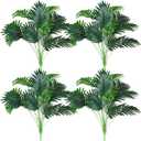 Tigeen 4 Pcs Artificial Palm Leaves Tree 33 Inch Fake Tropical Plant with Stems Large Faux Palm Leaf Bush Greenery for Hawaiian Luau, Jungle Safari, Pool Beach Party, Wedding, Garden, Indoor Outdoor