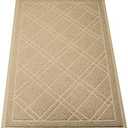 SlipToGrip Universal Door Mat, Plaid Design - Khaki, 42 x 35 - Anti Slip, Durable and Washable, Outdoor and Indoor Floor Welcome Mat - Front Door, Dust Absorbent