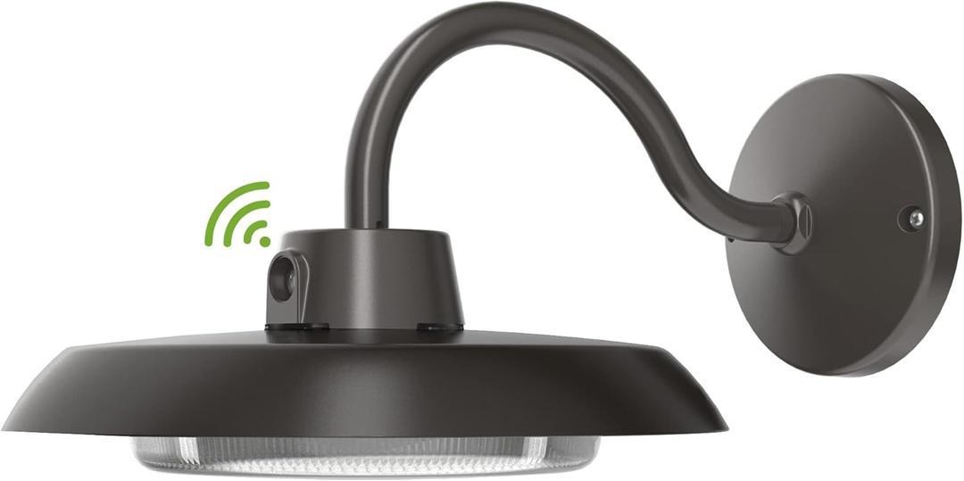 35W LED Gooseneck Barn Light 8 Inch Outdoor Farmhouse Wall Light with Dusk to Dawn Photocell Pole/Wall Mounted Area Light for Barn Garage Yard Warehouse 120VAC 4000K 3100LM UL Listed IP65 Dark Bronze