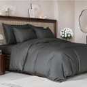Duvet Cover Queen Size Set - Extra Soft Queen Size Duvet Cover 90 x 90 with 2 Pillow Shams - Hotel Luxury Easy Care and Fade Free w/ Zipper Closures & Ties - Comfy Breathable Bedding Set (Charcoal) (09 - Charcoal (No Comforter))