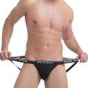 KAREN SPACE Sexy Athletic Supporters Men's Underwear Breathable Jockstrap Mens Cotton Thong (Black, XL)