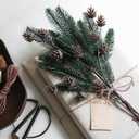 Ivydale 14Pcs Faux Pine Branches Norfolk Stem for Christmas Decoration, Artificial Greenery Plants Pine Needles with Pinecones for Table DIY Home Winter Indoor Vase Real Touch Christmas Decorations