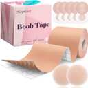Boob Tape Breast Lift Tape for Large Breasts with 2 Pcs Nipple Covers Invisible Boobtape for A-G Cup(Beige,3 in)