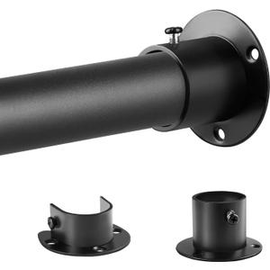 Closet Rods for Hanging Clothes, 1.3 Inch Diameter Heavy Duty Closet Rod 17-39 Inch Adjustable Clothes Hanging Bar Metal Black Shower Curtain Rods for Closet, Wardrobes, Bathroom, Windows