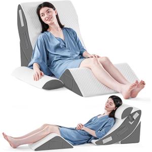Yojoker 4PCS Orthopedic Bed Wedge Pillow Set for Sleeping, Post Surgery Foam Pillow for Body, Back and Leg Pain Relief, Triangle Adjustable Support Pillow - Acid Reflux Sleeping Pillows (Grey)