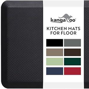 KANGAROO Anti Fatigue Mats for Kitchen Floor, 3/ 4 Inch Thick Cushioned Ergonomic Mat, Reduce Foot Pressure, Waterproof Comfort Rug for Under Sinks, Office Standing Desk, Store Floors, 20x32 Black