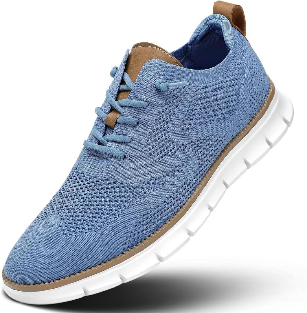 Men's Oxfords Business Shoes Fashion Mesh Casual Dress Walking Sneakers Comfortable Lightweight Soft Sole (Blue), 45