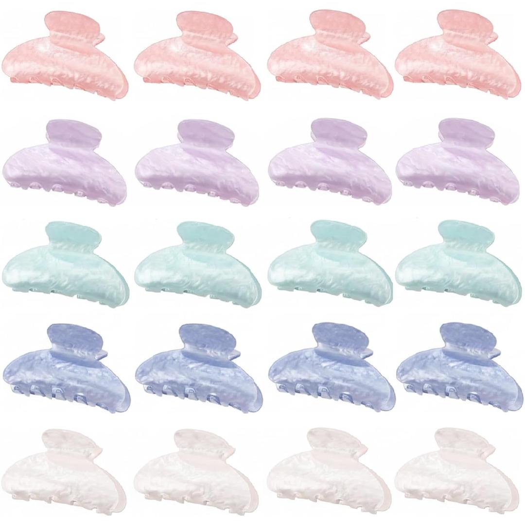 Knitgrip 20 Pcs Large Acrylic Hair Claw Clips Bulk for Women Cute Non-slip Hold Clamps Bulk for Thick or Thin Hair French Barrettes Accessories(3.15 Inches,Pastel Color)