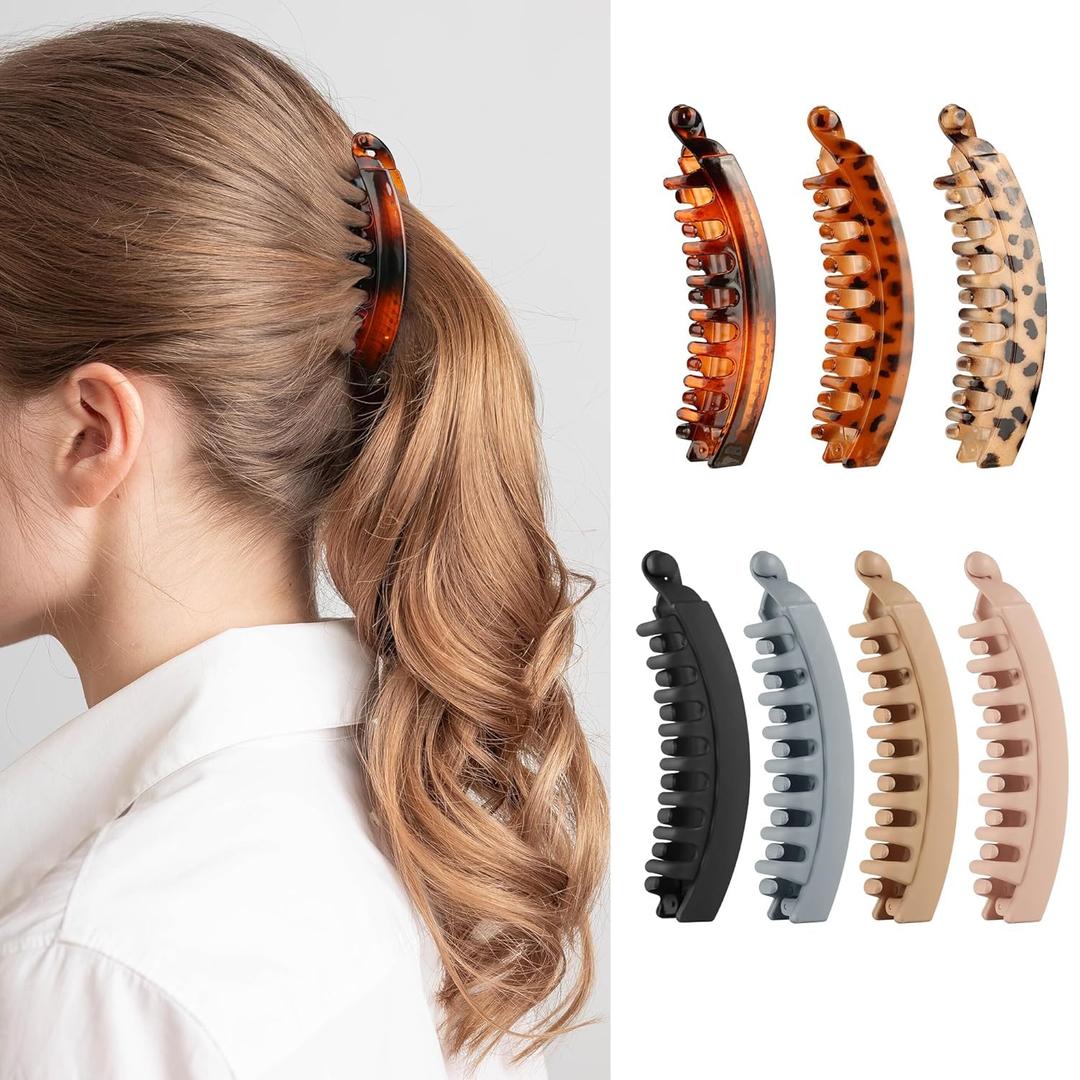 Banana Clip for Women, 7 Pack 5.1 Inch Banana Hair Clip for Fine Thick Hair, Large Hair Clips Ponytail (Leopard)