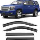 Shatterproof Taped-On Window Deflectors for Chevrolet (Chevy) Tahoe/GMC Yukon 2021-2025 with ChromeTrim, Rain Guards, Window Visors for Car, Vent Deflector, 4pcs