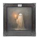 Vintage Ghost Wall Art Candle Poster Halloween Wall Decor Unframed 12x12in