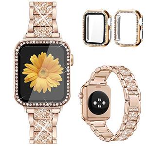 Mesime Compatible for Apple Watch Band with Screen Protector Case, Jewelry Replacement Bands 46mm 45mm 44mm 42mm 41mm 40 mm 38mm 2 Pack Protective Cover for iWatch Series 11/10/9/8/7/6/5/4/3/2/1/SE Women Mesime Compatible for Apple Watch Band with Screen Protector Case, Jewelry Replacement Bands 46mm 45mm 44mm 42mm 41mm 40 mm 38mm 2 Pack Protective Cover for iWatch Series 11/10/9/8/7/6/5/4/3/2/1/SE Women