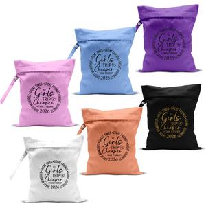 6Pcs Girls Trip Gifts Wet Dry Bag, Beach Bag Wet Bag Favors, Sunscreen Bags Swimsuit Toiletry Travel Essentials For Women, Beach Travel Laundry bags for Dirty Diaper Swimsuit Gifts