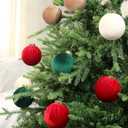 Super Holiday 3.14" Velvet Christmas Balls, 12PCS 80MM Plastic Christmas Ball Ornaments for Xmas Tree Hanging Decorations Assortment, for Holiday Party Decor, Red, White, Green, Coffee