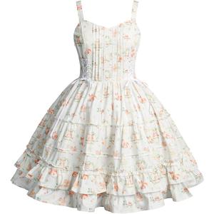 Jeufoin Women Gothic Lolita Dress Classic Summer Sleeveless Vinage Goth Lolita Dress Plus Size Anime Maid Cosplay Costume (Small, White)