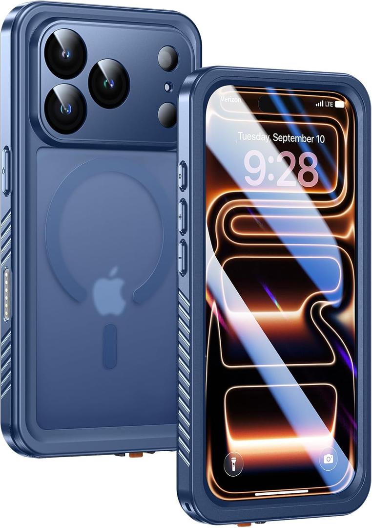 Lanhiem Magnetic for iPhone 17 Pro Max Case Waterproof, Built in Screen Protector & Camera Protection, [Compatible with MagSafe] Full Body Dustproof Heavy Duty Rugged Phone Case 6.9" (Dark Blue)