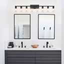 8 Light Bathroom Vanity Light, Matte Black Bathroom Vanity Lights Over Mirror with Sturdy Clear Glass Shade, 8 Lights Count Large Bath Light Fixtures for Mirror, Bedroom, Living Room, Wall Sconce