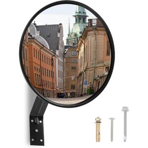12 inch Acrylic adjustable traffic convex mirror, outdoor road safety wide-angle mirror, suitable for parking lots, lanes, warehouses and other places