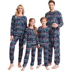 Ekouaer Family Christmas Pajamas Matching Sets Long Sleeve Holiday Pjs Sleepwear 2 Piece Lounge Sets S-XXL (Blue, S)