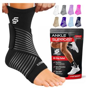 Sleeve Stars Ankle Brace for Women & Men, Ankle Wrap for Sprain, Compression Sleeve for Plantar Fasciitis Relief, Easy Customizable Support: w/ Removable Strap (Single/M:10"-12"/Black)