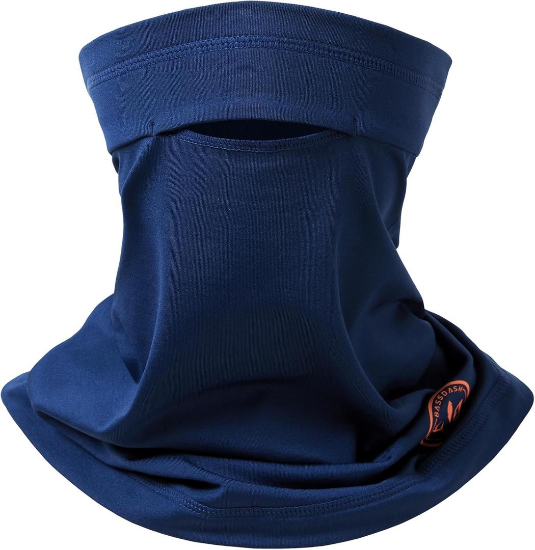 BASSDASH Fleece Neck Gaiter with Nose Hole Winter Face Mask for Men Women Windproof Scarf for Fishing Hunting Skiing (Navy Blue)