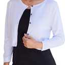 Women's Cropped Cardigan Sweater Crew Neck Button Down 3/4 Sleeve Soft Knit Bolero Shrugs (XX-Large, White)