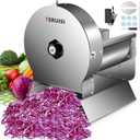 Electric Vegetable Slicer, 120W Commercial Fruit Cutter Machine with 0-0.5'' Thickness Adjustable, Stainless Steel 2 IN 1 Manual & Electric Food Slicer for Lemon Potato Onion Tomato, 110V