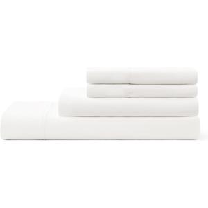 UGG Hedi Full Sheet Set 4-Piece Luxury Cooling Sheets Deep Pockets Premium Bedding with 2 Pillow Shams Hypoallergenic Machine Washable Soft Lightweight Bed Set for Bedroom, Full, White