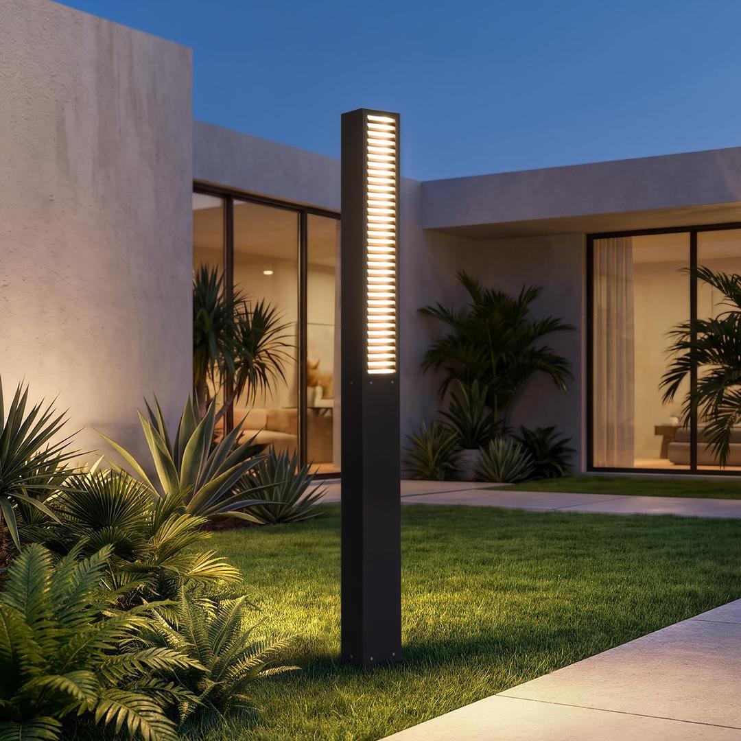 Outdoor Pathway Lights, 71" Tall Bollard Light IP65 Waterproof 3000K Landscape Path Lighting, Large Modern Led Bollards, Pole Sidewalk Lights Wired for Driveway Walkway Garden Yard