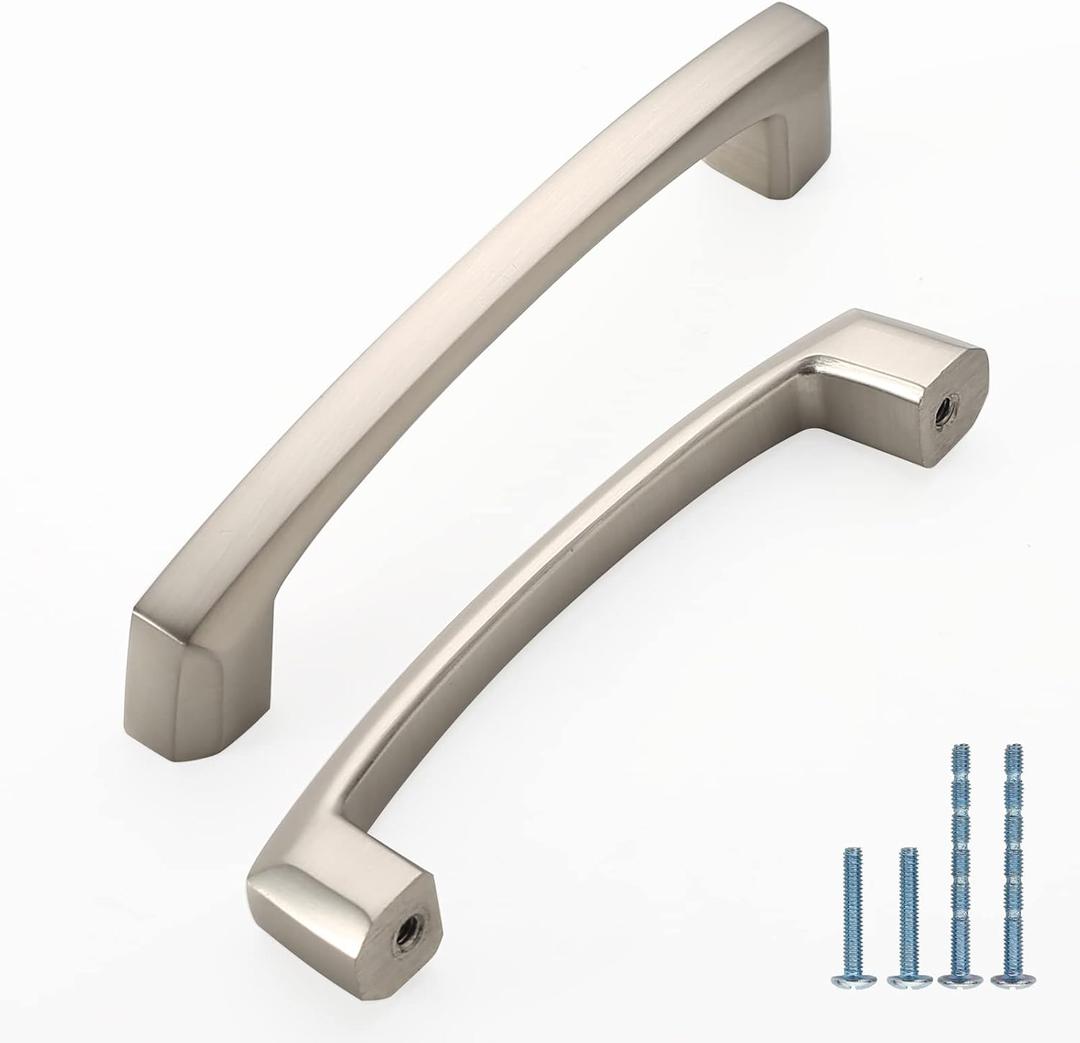 10 Pack 4 Inch(102mm) Kitchen Cabinet Handles Brushed Satin Nickel Cabinet Pulls Kitchen Cabinet Hardware Drawer Pulls for Dresser Cupboard Wardrobe