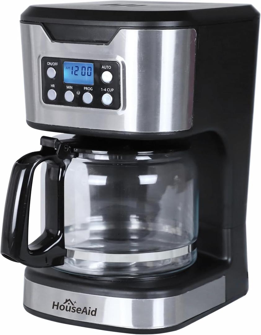 12-Cup Programmable Coffee Maker, 900W with Stainless Steel, Anti-Drip, High-Density Filter, Keep-Warm, Auto Shut-Off - Ideal for Home or Office (Grayish black)