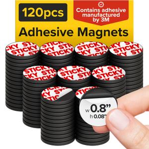 Peel-&-Stick Flexible Adhesive Magnets - 120 Magnetic Dots for Office Supplies, Whiteboard, Crafts, Fridge, & School Projects (0.8"x0.08")