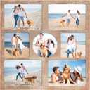 YESKAY 5x7 and 5x5 Collage Picture Frame,Display 7 Openings Photo Frames Rustic Brown Wood Frame with Real Glass,Family Picture Frames Wall Decor 1 Pack