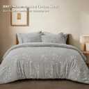 PHF Cotton Jacquard Comforter Set Queen, Soft Breathable, Grey