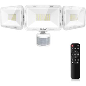 MEIHUA 70W Motion Sensor Outdoor Lights, 6800LM LED Security Lights Motion Sensor Light Outdoor, 6500K Daylight, Dusk to Dawn 3 Adjustable Heads Flood Lights IP66 Waterproof for Outside Garage (White)