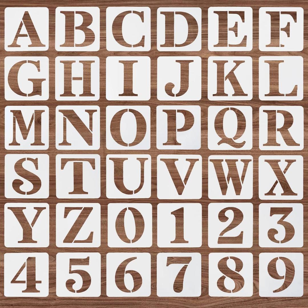 36 Pcs Letter Stencils 2 inch, Reusable Plastic Alphabet Spray Paint Stencils for Painting on Wood Wall Rock Chalkboard Door Porch Signage DIY Craft Decoration