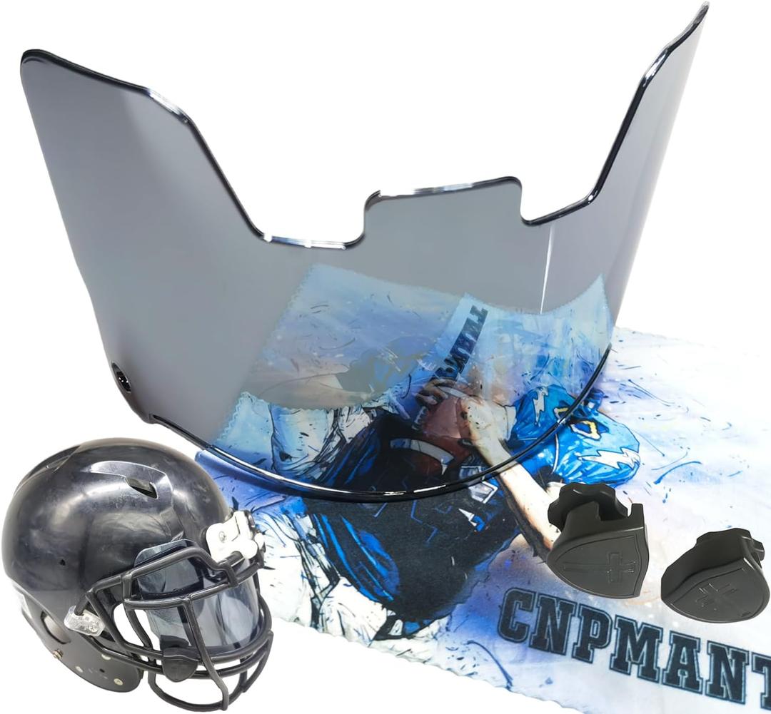No Fog Football Visor, Youth and Adult Football Helmet Viosor. Facial Protection Visor for Football Helmet Accessories, Shock Resistance, Scratch Resistant, UV Block, Reduces Glare,OK Clarity (Bright Black)