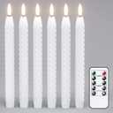 Flameless Taper Candles White Flickering with Remote Timer, Battery Operated Candlesticks 3D Wick LED Spiral Candles 6 Pack 9.8" Real Wax Wedding Home Birthday Christmas Decor