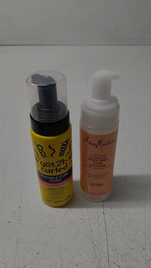 SheaMoisture Curl Mousse Coconut and Hibiscus for Frizz Control Styling Mousse with Shea Butter 7.5 oz, Got2B Curled Flexible Curl Foam, 6.7 Fl Oz, Hair Mousse for Frizz Control and Heat Protection, Lightweight Hold, No-Crunch Definition for Wavy & C