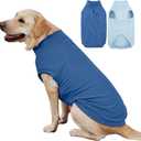 IECOii 2 Pack Fleece Dog Sweaters for Large Breeds Winter Sweatshirts Stretchy & Cozy Coat for Cold Weather, Labrador Pullover Vest with Leash Hole, Machine Washable (Size 3XL, Dark Blue & Light Blue) (XXX-Large(Chest Girth: 26.4"))