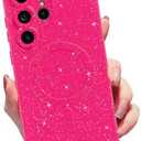 MINSCOSE for Samsung Galaxy S25 Ultra Magnetic Neon Phone Case[Compatible with Magsafe],Cute Bling Glitter Thin Slim Shockproof Sparkly Cover for Women Girl for Samsung Galaxy S25 Ultra -Hot Pink