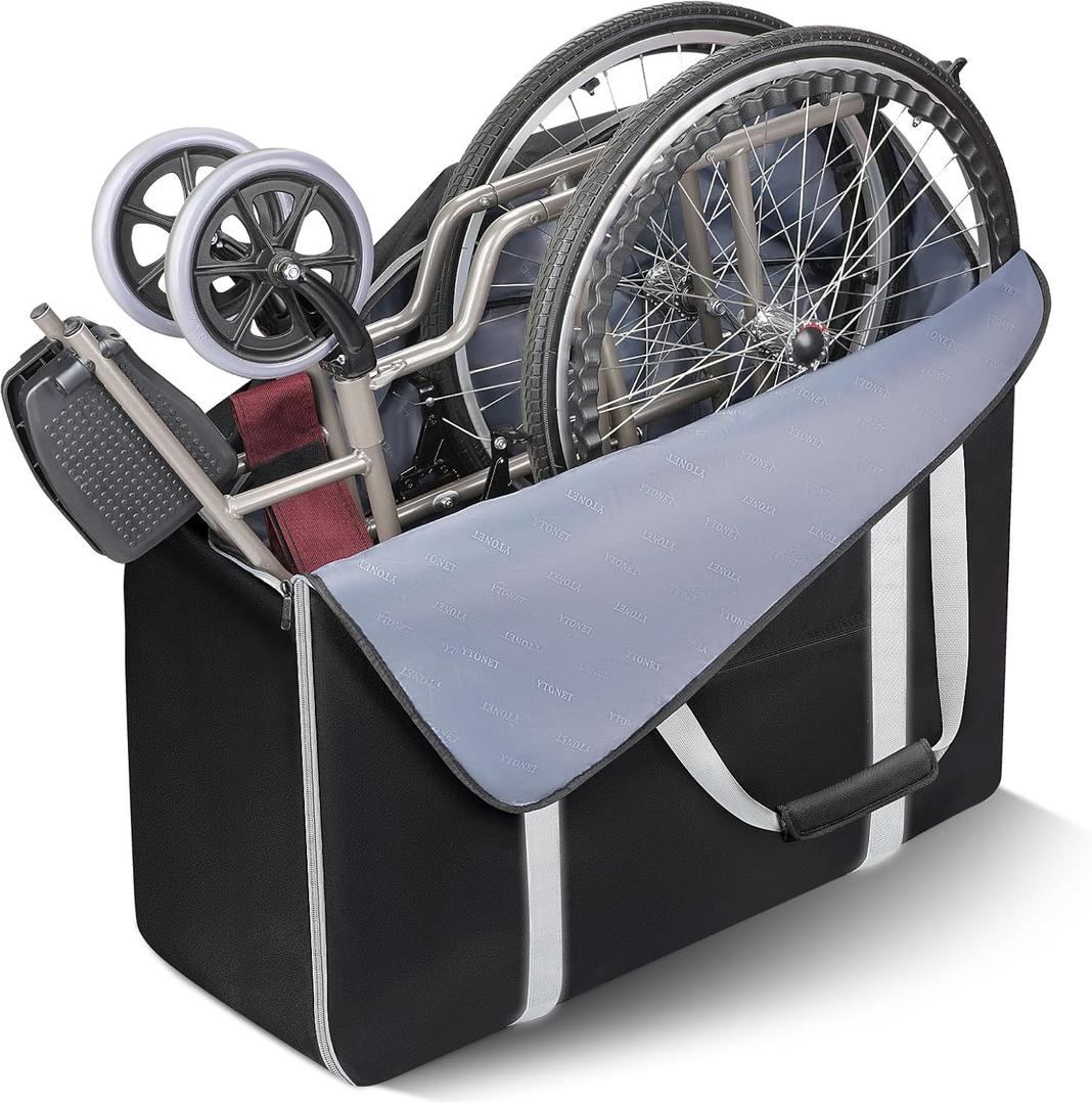 Ytonet Wheelchair Bag, Wheelchair Accessories Designed for Foldable Wheelchairs, With dimensions of 34" L x 11" W x 32" H, Water-Resistant Walker Bag Rollator Accessories, Portable for Car TSA Travel