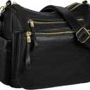 KOGTLA Medium Crossbody Purses for Women, Ladies Roomy Shoulder Bags, Multi Pockets Hobo Handbags (Black)