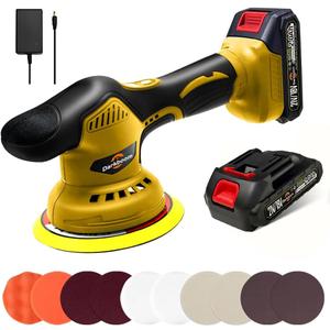 Cordless Buffer Polisher 6 inch with 2Pcs 2.0Ah Rechargeable Batteries Compatible with Makita,and 1 Adapter Charger, 6 variable speed 5500RPM cordless sander, for Car Detailing/Polishing