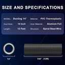 14 Inch 12ft Aluminum Ducting-4 Layer Protection Dryer Vent Hose for HVAC Heating Cooling Ventilation and Exhaust, 2 Clamps Included